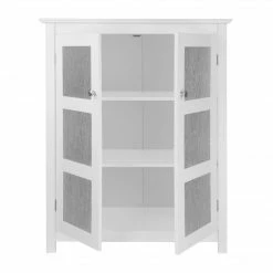 TeamsonUS Teamson Home Connor 2 Door Floor Cabinet With Adjustable Shelf, White