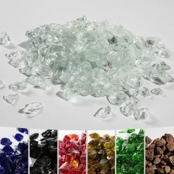 TeamsonUS Teamson Home 1/2 Inch Reflective Fire Glass For Fire Pits 9 Lb / 4 Kg Bag, Clear