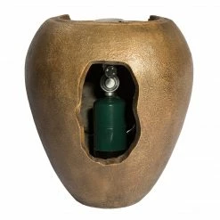 TeamsonUS Teamson Home Large Outdoor Water Fountain Pot With Fire Pit And Fire Glass, Brown New