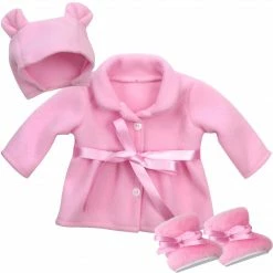 TeamsonUS Kids Sophia's Winter Coat, Hat And Boots Set For 15'' Dolls, Light Pink