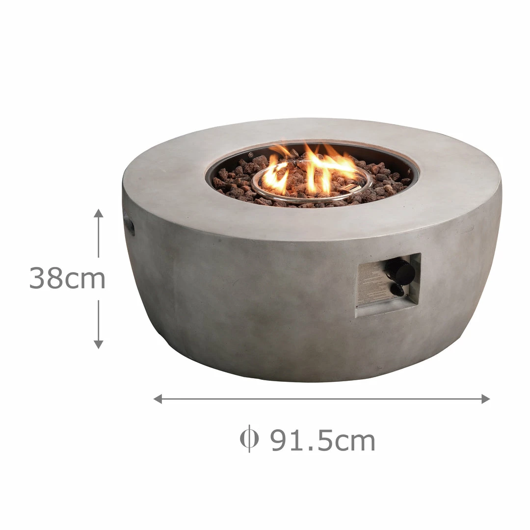 TeamsonUS New Teamson Home 36" Outdoor Round Propane Gas Fire Pit With Faux Concrete Base, Gray