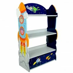 TeamsonUS Fantasy Fields Kids Wooden Outer Space Bookshelf With Drawer, Blue