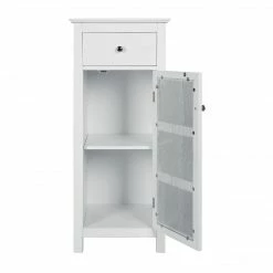 TeamsonUS Teamson Home Connor Floor Cabinet With Adjustable Shelf And Storage Drawer, White