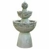 TeamsonUS Teamson Home Outdoor Stone-Look 3-Tier Pedestal Floor Fountain, Gray