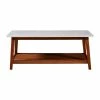 TeamsonUS Teamson Home Kingston Wooden Coffee Table With Storage And Marble-Look Top, Marble/Walnut