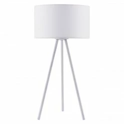 TeamsonUS Teamson Home Eli Modern 19.7" Tripod Table Lamp With Drum Shade, White
