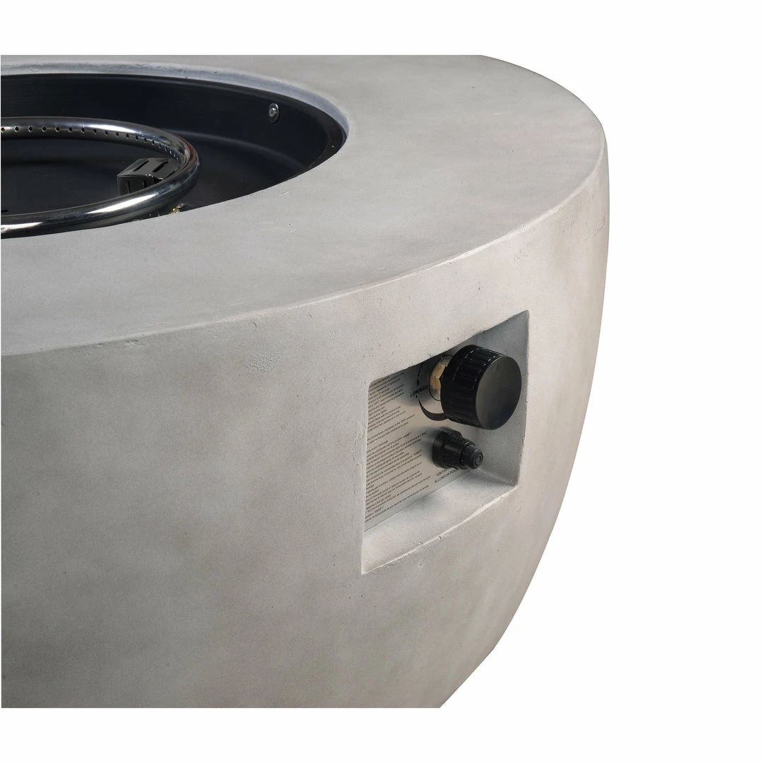 TeamsonUS New Teamson Home 36" Outdoor Round Propane Gas Fire Pit With Faux Concrete Base, Gray