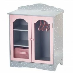 TeamsonUS Olivia's Little World Polka Dots Princess Toy Closet With Hangers For 18" Dolls, Gray/Pink Kids