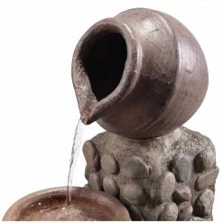 TeamsonUS Teamson Home Outdoor Cascading Stacked Pot Waterfall Fountain, Gray