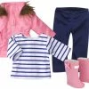 TeamsonUS Sophia's Jacket, Leggings, T-Shirt, And Rain Boots For 18" Dolls